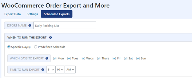 WooCommerce Order Export Schedule