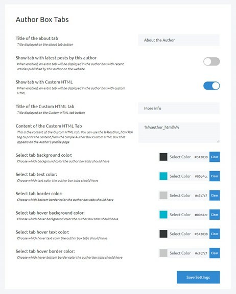 Simple Author Box Settings