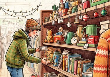 person thrifting for sustainable Christmas gifts