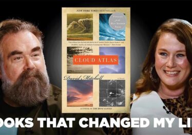 Hosts of Books That Changed My Life with Cloud Atlas cover.