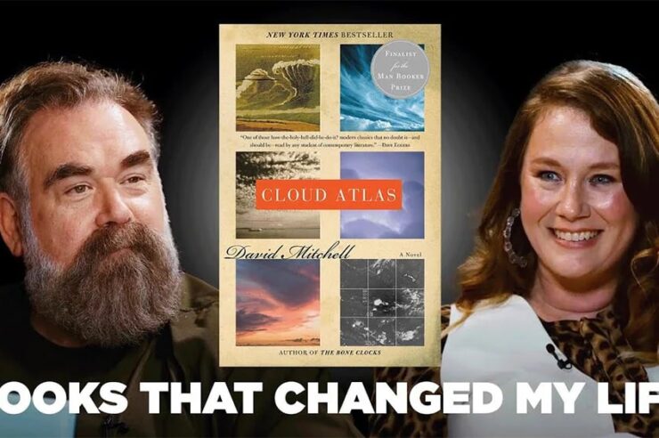 Hosts of Books That Changed My Life with Cloud Atlas cover.