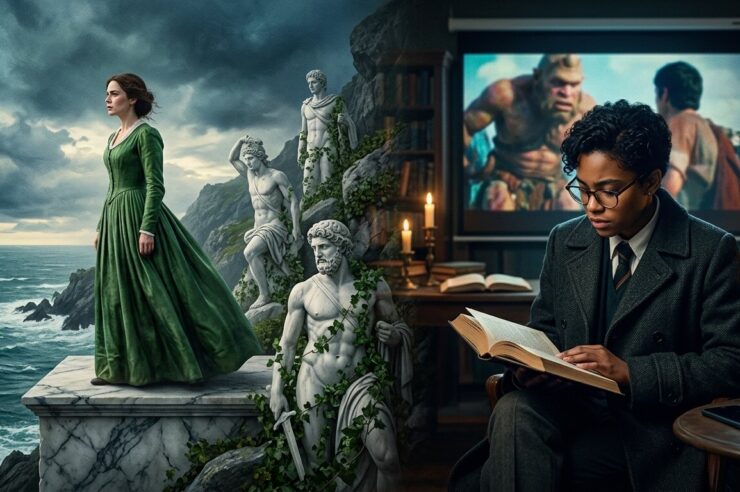 Hollywood set design for classic novel remakes in 2026 with folklore visuals